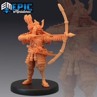 undead samurai archer male warrior zombie japanese dynasty bowmen master epic-miniatures fantasy medieval monster rpg warhammer sla enemy tabletop dungeon dnd pathfinder npc pre-supported supported pre 3d print model - Mito3D