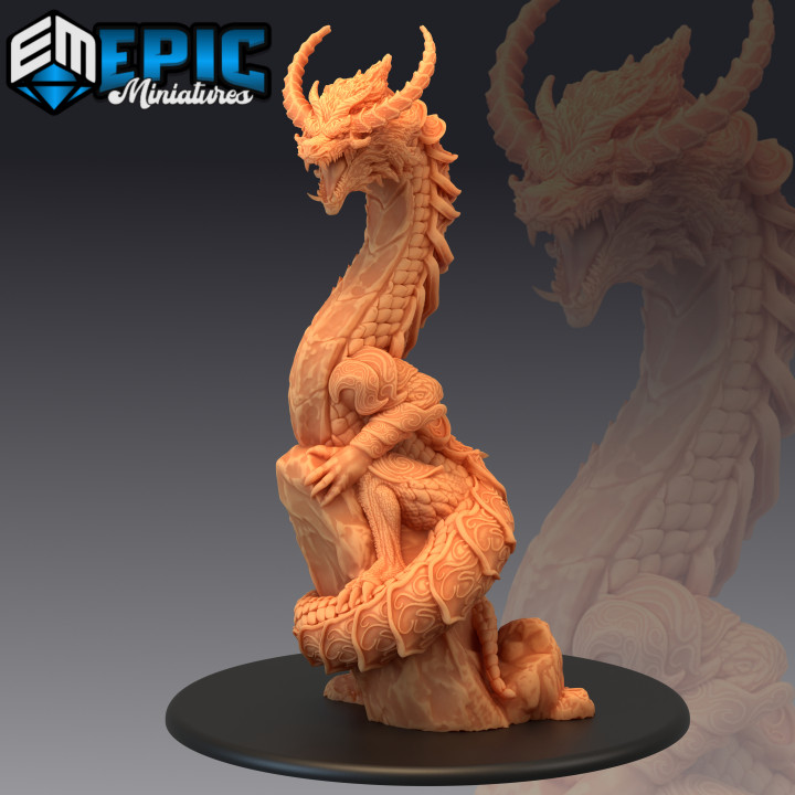 legendary lung dragon climbing oriental drake desert encounter epic-miniatures fantasy medieval monster rpg warhammer sla enemy tabletop dungeon dnd pathfinder npc pre-supported supported pre 3D print model - Mito3D