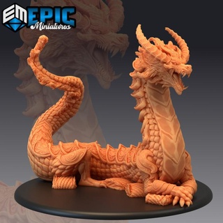 legendary lung dragon resting oriental drake desert encounter epic-miniatures fantasy medieval monster rpg warhammer sla enemy tabletop dungeon dnd pathfinder npc pre-supported supported pre 3d print model - Mito3D