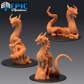 legendary lung dragon set oriental drake desert encounter epic-miniatures china chinese fantasy japan japanese medieval monster rpg warhammer magic sla enemy tabletop magical east dungeon eastern dnd pathfinder npc pre-supported supported pre 3d print model - Mito3D