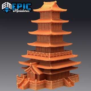 feudal temple tower monk building japanese dynasty shrine playable interior epic-miniatures fantasy medieval monster rpg warhammer sla enemy tabletop dungeon dnd pathfinder npc pre-supported supported pre 3d print model - Mito3D