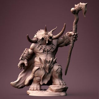 tricerafolk shaman clynche art Tabletop Characters & Creatures Fantasy Universe dinosaur tabletop triceratops dnd 3d print model - Mito3D