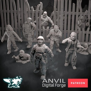 modern-day zombies - anvil digital forge may 2022 industry ltd Tabletop Characters & Creatures Sci-Fi Universe modern military civilian 3d print model - Mito3D