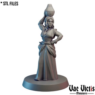 orc villager pre-supported vae victis miniatures Tabletop Characters & Creatures Fantasy Universe fantasy rpg water woman potter tabletop dnd market peasant npc supported 3d print model - Mito3D