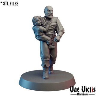 dad adventurer pre-supported vae victis miniatures Tabletop Characters & Creatures Fantasy Universe baby children fantasy rpg child tabletop father dnd parent 3d print model - Mito3D