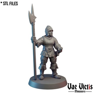 village guard woman 01 pre-supported vae victis miniatures Tabletop Characters & Creatures Fantasy Universe city fantasy rpg unit tabletop dnd supported wtach 3d print model - Mito3D