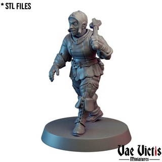 villaggio guardia donna 04 pre supported Ahimè sconfitto miniature tavolo personaggi creature fantasia universo città rpg unità orologio dnd 3d print model - Mito3D