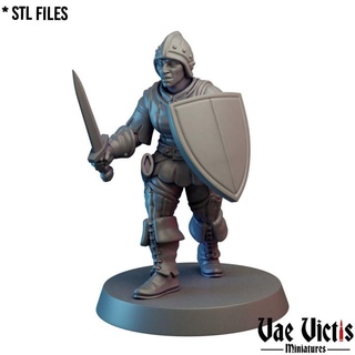 village guard woman 06 pre-supported vae victis miniatures Tabletop Characters & Creatures Fantasy Universe city fantasy rpg shield sword unit warrior watch tabletop dnd 3d print model - Mito3D