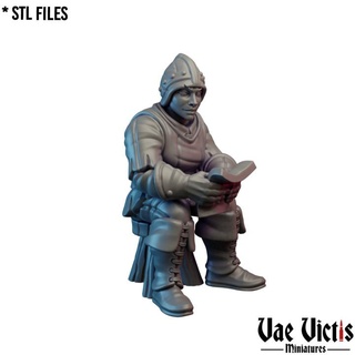 sitted woman guard pre-supported vae victis miniatures Tabletop Characters & Creatures Fantasy Universe city fantasy rpg unit warrior watch tabletop villager dnd sit 3d print model - Mito3D