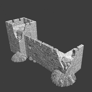 damaged wall parts - set 1modular castle system northern crusades miniatures Tabletop Characters & Creatures Historical Universe 3D Printable Terrain medieval model modular terrain wargaming miniature tabletop 28mm scenery walls fortress destroyed fortified 3d print model - Mito3D