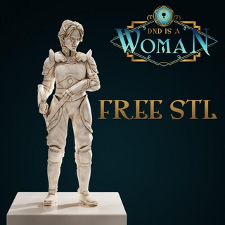 ellenor - human fighter dnd woman free stl printing goes ever Tabletop Characters & Creatures Fantasy Universe fantasy female girl lady mini wargaming warhammer warrior miniature lotr tabletop 28mm frostgrave skirmish 5e presupported pre-supported statblock 3d print model - Mito3D