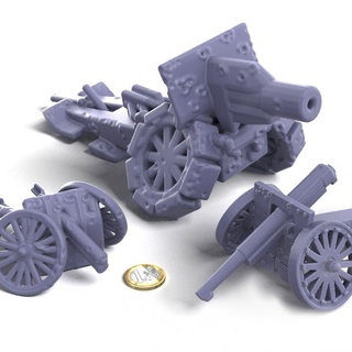 3 cannons clean destroyed alphonse marcel Tabletop Characters & Creatures Sci-Fi Universe Vehicles Machines cannon ww1 3d print model - Mito3D