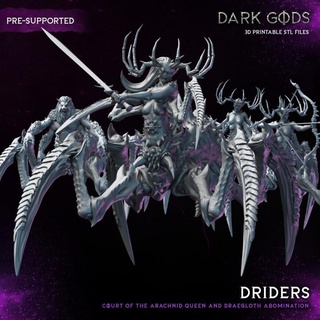 driders draegloth abomination dark gods Tabletop Characters & Creatures Fantasy Universe dragons dungeons spider daemon chaos demons arachnid drider pre-supported supported lolth 3d print model - Mito3D