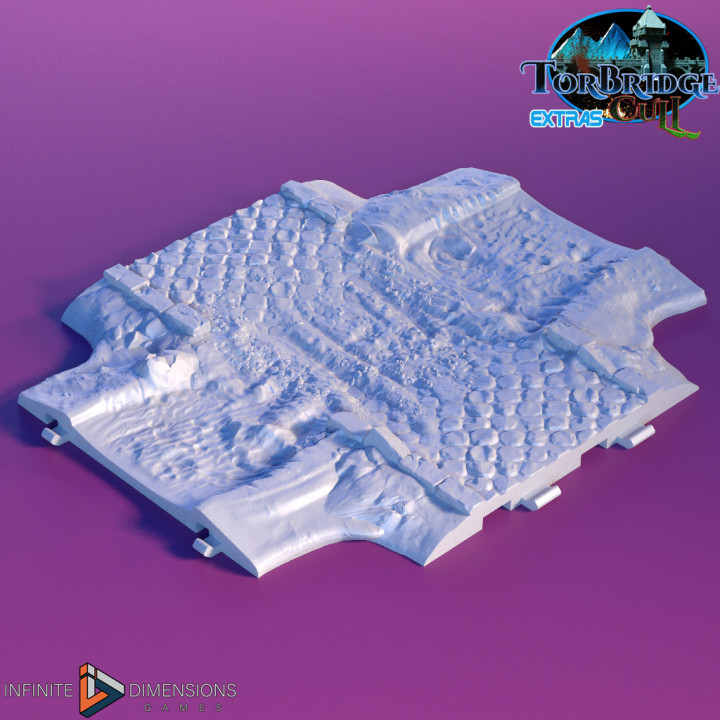 modular ríos carreteras vado infinito dimensiones juegos mesa 3D imprimible terreno fantasía medieval río carretera barro suciedad losa 3D print model - Mito3D