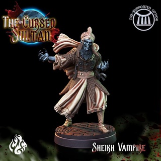 sheikh vampire crippled god foundry Tabletop Characters & Creatures Fantasy Universe fantasy monster rpg undead wargames evil assassin east patreon fangs dnd sultan tabletopgames cursed cgf 3d print model - Mito3D