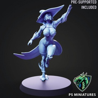 arcane witch pose 2 - 4 variants pinup paul scott cute fantasy female hero human magician character fire wizard magic mage caster heroic spell curvy mystic sorceress witchcraft skintight 3d print model - Mito3D
