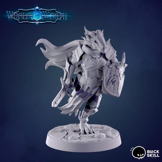 uadjit p2 dragonborn paladin black skull studio Tabletop Characters & Creatures Fantasy Universe shield sword dnd 3d print model - Mito3D