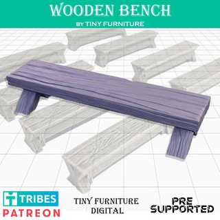 wooden bench tiny furniture Tabletop 3D Printable Terrain Fantasy miniatures rpg terrain props roleplaying tabletop dnd pathfinder 3d print model - Mito3D