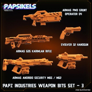 papz industries weapons bits set 3 papsikels miniatures Tabletop Characters & Creatures Sci-Fi Universe 3d print model - Mito3D