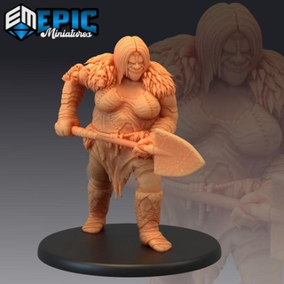 ogre female shovel classic cave creature evil troll encounter epic-miniatures fantasy medieval monster rpg warhammer sla enemy tabletop dungeon dnd pathfinder npc pre-supported supported pre 3d print model - Mito3D