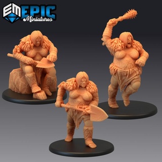 ogre female set classic cave creature evil troll encounter epic-miniatures fantasy medieval monster rpg warhammer sla enemy tabletop dungeon dnd pathfinder npc pre-supported supported pre 3d print model - Mito3D