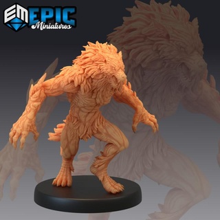 werewolf brute man wolf hybrid chaotic evil humanoid shapechanger epic-miniatures fantasy medieval monster rpg warhammer sla enemy tabletop dungeon dnd pathfinder npc pre-supported supported pre 3d print model - Mito3D