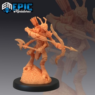 insectoid ant warrior archer four armed bowmen axe fighter insect army epic-miniatures fantasy medieval monster rpg warhammer sla enemy tabletop dungeon dnd pathfinder npc pre-supported supported pre 3d print model - Mito3D