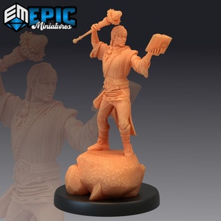 earth wizard magic spell book human sorcerer wise magician epic-miniatures fantasy medieval monster rpg warhammer sla enemy tabletop dungeon dnd pathfinder npc pre-supported supported pre 3d print model - Mito3D