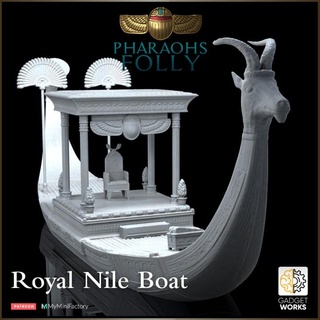 egyptian river boat - pharaoh's folly gadgetworks Tabletop Characters & Creatures Fantasy Universe Vehicles Machines egypt miniatures royal ship pharaoh throne nile barge 32mm ibex 3d print model - Mito3D