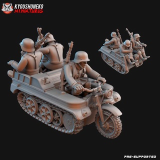 alemão Kettenkrad ww2 kyoushuneko miniaturas tampo mesa personagens criaturas histórico universo veículos maquinas tanque veículo guerra mundo 2 3d print model - Mito3D