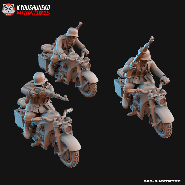 german zundap motorcycle units ww2 kyoushuneko miniatures Tabletop Characters & Creatures Historical Universe Vehicles Machines war world 2 zundao 3D print model - Mito3D