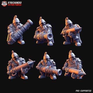 dwarf cannoneer units kyoushuneko miniatures Tabletop Characters & Creatures Fantasy Universe fantasy wargaming cannon 3d print model - Mito3D