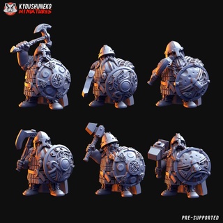 dwarf heavy melee units kyoushuneko miniatures Tabletop Characters & Creatures Fantasy Universe axe fantasy shield wargaming dnd 3d print model - Mito3D