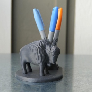 bison pen holder philippe barreaud Home & Garden Office Pen Holders sharpie penholder sharpieholder 3d print model - Mito3D