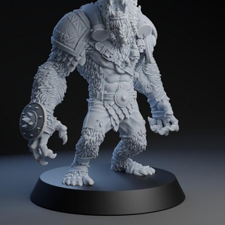 fantasía fútbol yeti diversión bruta miniaturas mesa caracteres criaturas universo vikingo snow gorila nórdico 40mm chico frenesí 3d print model - Mito3D