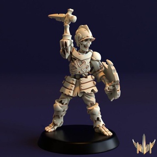 skeleton combatant sword pose 02 triple spire workshop Tabletop Characters & Creatures Fantasy Universe army modular shield undead warhammer warrior blade age round 28mm 32mm mercenary sigmar presupport deathrattle lustrian 3d print model - Mito3D