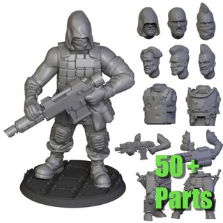warband constructor elder empire miniatures Tabletop Characters & Creatures Sci-Fi Universe axe rocket warhammer necromunda rifle 28mm wh40k 32mm bolter gang lazgun 3d print model - Mito3D