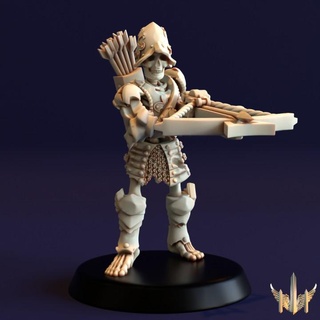 skeleton combatant sharpshooter pose 02 triple spire workshop Tabletop Characters & Creatures Fantasy Universe archer army fighter man undead warhammer warrior bow age crossbow 28mm 32mm sigmar presupport deathrattle lustrian 3d print model - Mito3D