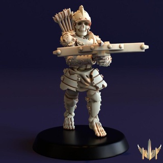 skeleton commander sharpshooter pose 03 triple spire workshop Tabletop Characters & Creatures Fantasy Universe army undead warhammer warrior age crossbow 28mm 32mm mercenary bowman sigmar presupport deathrattle lustrian 3d print model - Mito3D