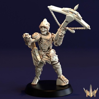 skeleton commander sharpshooter pose 02 triple spire workshop Tabletop Characters & Creatures Fantasy Universe army undead warhammer warrior age crossbow 28mm 32mm mercenary bowman sigmar presupport deathrattle lustrian 3d print model - Mito3D
