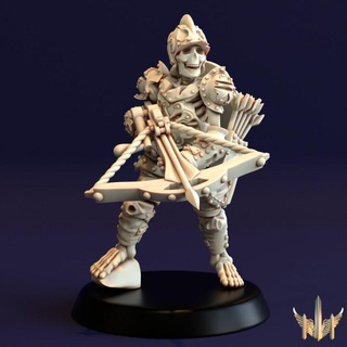 skeleton commander sharpshooter pose 01 triple spire workshop Tabletop Characters & Creatures Fantasy Universe army undead warhammer warrior age crossbow 28mm 32mm mercenary bowman sigmar presupport deathrattle lustrian 3d print model - Mito3D