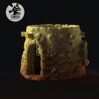 argila deserto casa contaminado moinho vento tampo mesa 3D imprimível terreno fantasia árabe 3d print model - Mito3D