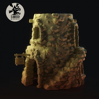clay desert house 2f tainted windmill Tabletop 3D Printable Terrain Fantasy arabic exotic 3d print model - Mito3D