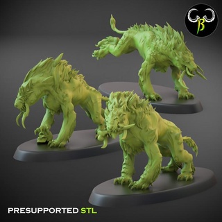 fel pack set claybeastcreation  Tabletop Tabletop Characters & Creatures Fantasy Universe Tabletop Tabletop Characters & Creatures demon beast dog hound chaos  3d print model - Mito3D