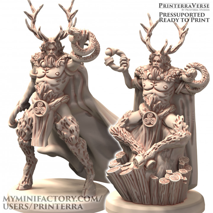 002 1 009 celtico foresta druido Dio cernunnos stampante studi figurina mini miniature mitologia irlandesi 3D print model - Mito3D