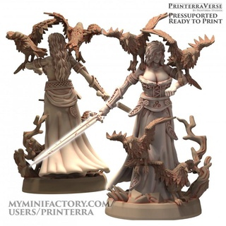 002 Kelt tanrıça savaş Morrigan kuzgun kargalar yazıcı stüdyolar karga heykelcik mini minyatürler mitoloji İrlandalı folklor 3d print model - Mito3D