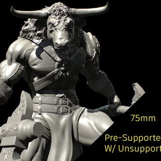 Minotaur v2 75mm Jeremy demirci masaüstü karakterler yaratıklar fantezi Evren Boğa boya d dnd ax 3d print model - Mito3D