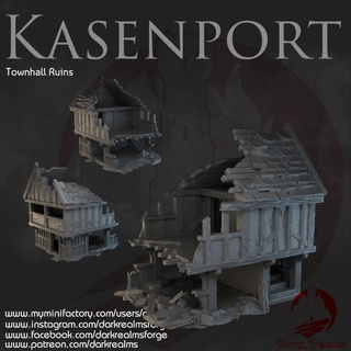 dark realms - kasenport townhall ruins forge Tabletop 3D Printable Terrain Fantasy fantasy terrain 3d print model - Mito3D