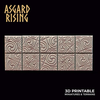 ornement thème 10 carré bases 20mm ensemble présupporté Asgard hausse miniatures détaillé 20 base plat 20x20 3d print model - Mito3D