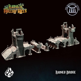 ruined bridge - ruins hollow hills crippled god foundry fantasy kickstarter rpg terrain wargames dnd scenery pathfinder tabletopgames scatter cgf hollowhills 3d print model - Mito3D